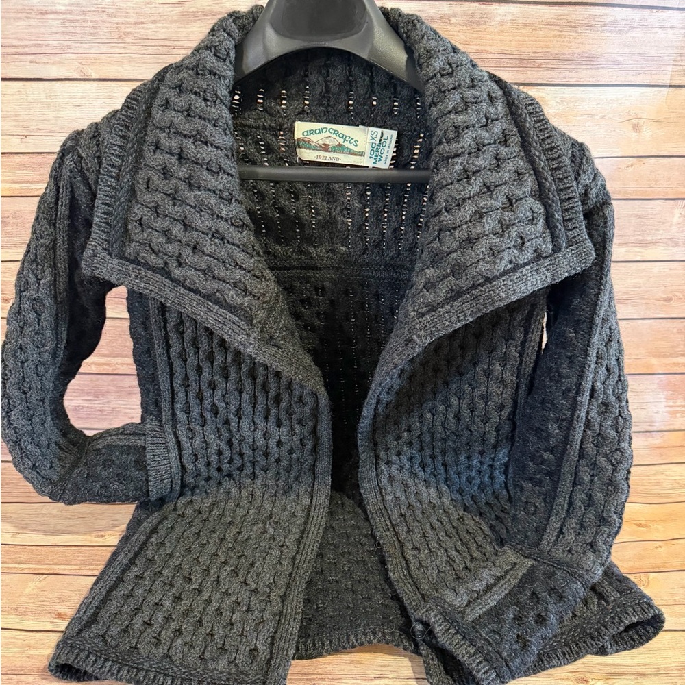 Aran Crafts Gray Irish 100% Wool Sweater